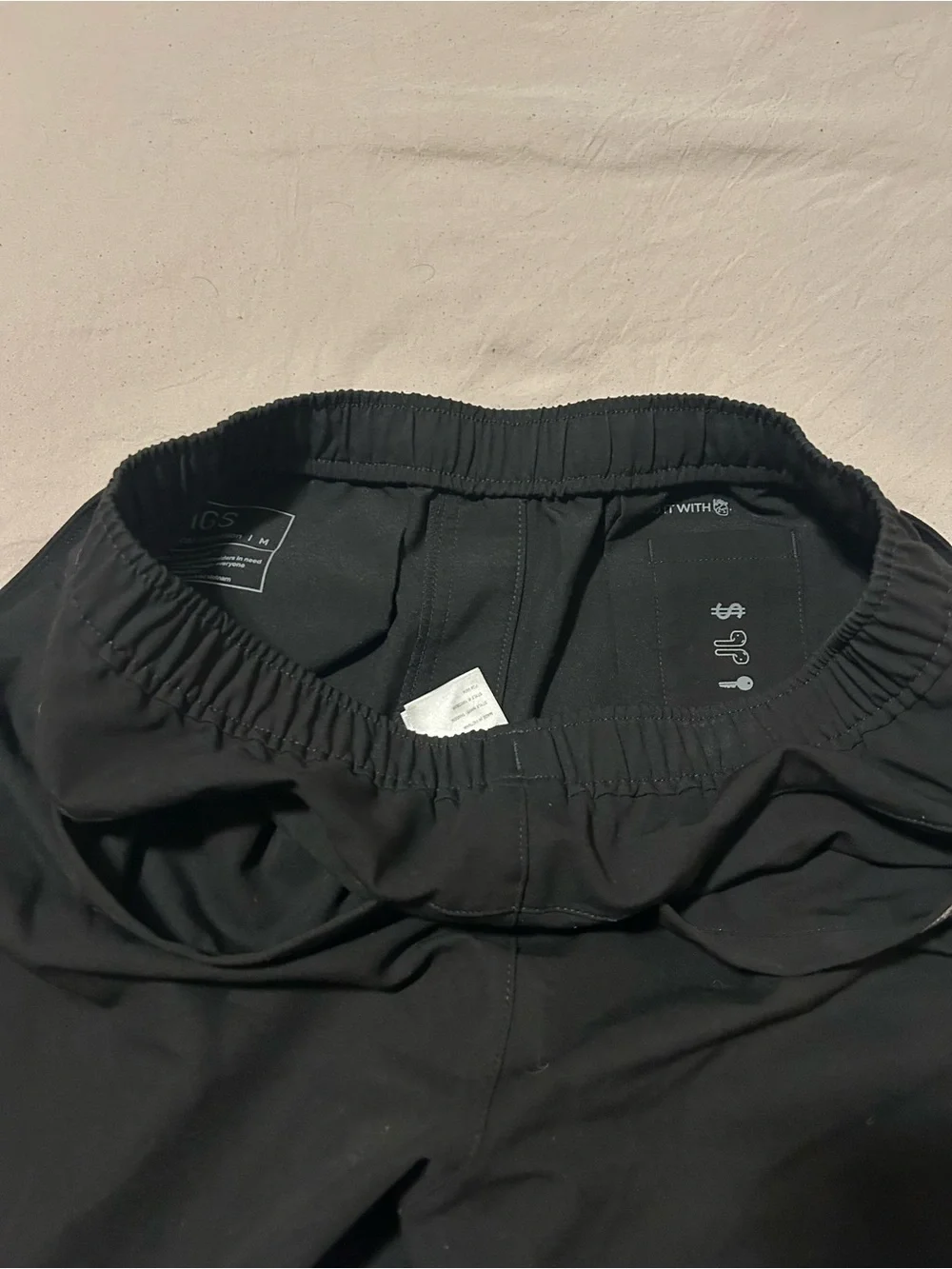 Figs Men's Black technical collection Pants with White Drawstring. Unisex,
